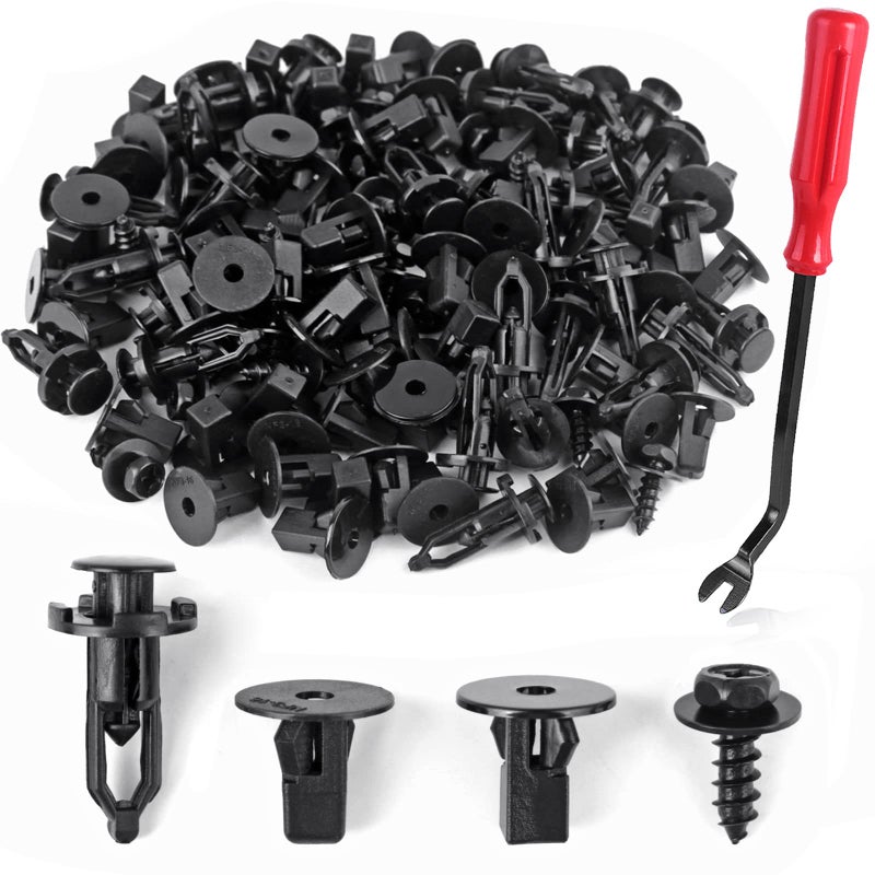 UNIGT 4 in 1 Body Bumper Screw Bolt 90159-60498 with 52161-16010 Fender Liner Clips Compatible with Toyota Lexus Wheel Well Liner Retainers 90189-06013 90189-06065- 121pcs - Image 1